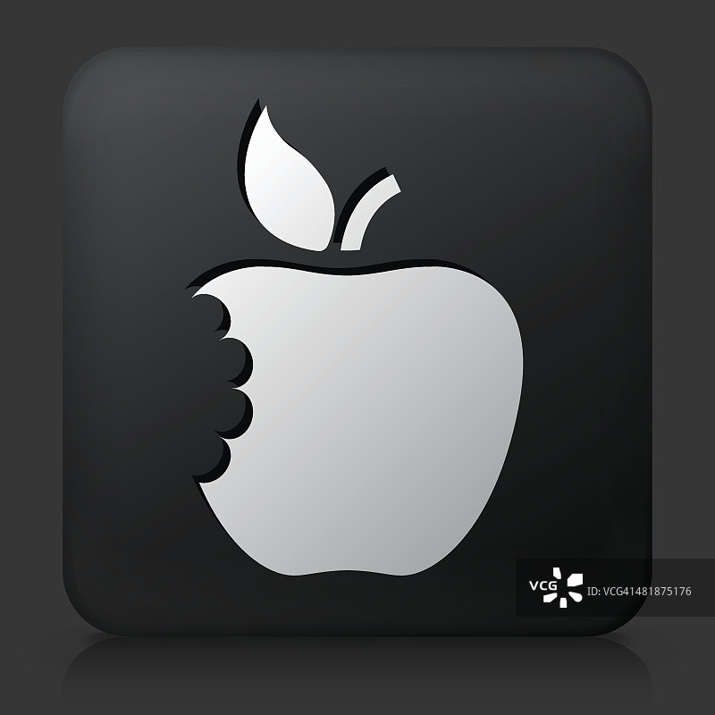 黑色方形按钮与吃苹果图片素材