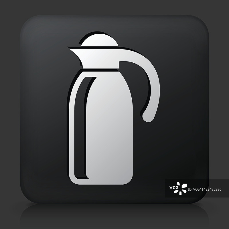 黑色方形按钮与咖啡图标图片素材
