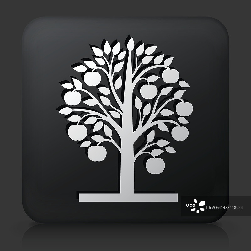 黑色方形按钮与苹果树图片素材
