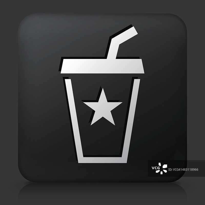 黑色方形按钮与汽水饮料图标图片素材