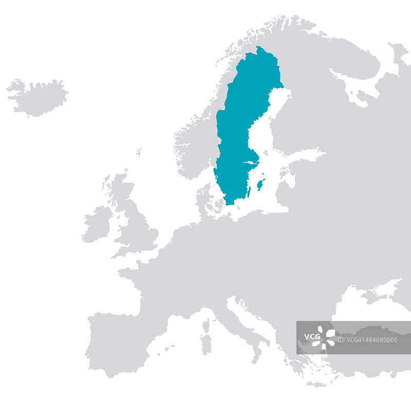 欧洲地图以瑞典为蓝方图片素材