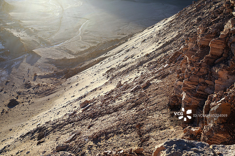 智利，安托万法加斯塔地区，阿塔卡马沙漠，俯瞰山谷图片素材
