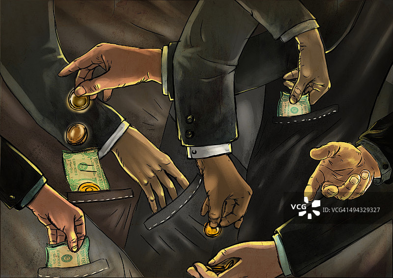 商人兑换代表欺诈的钱的插图图片素材