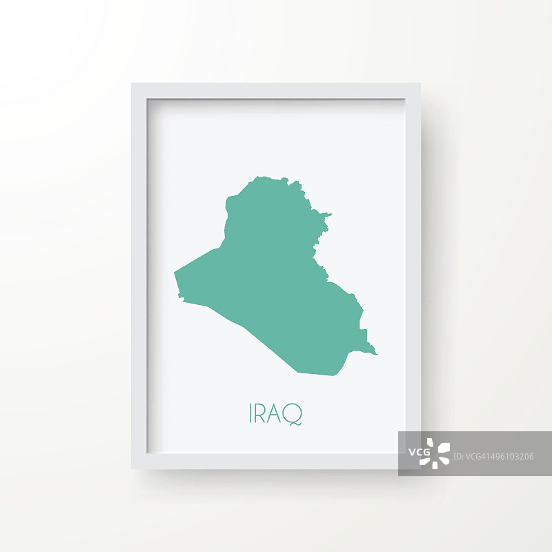伊拉克地图在框架上的白色背景图片素材