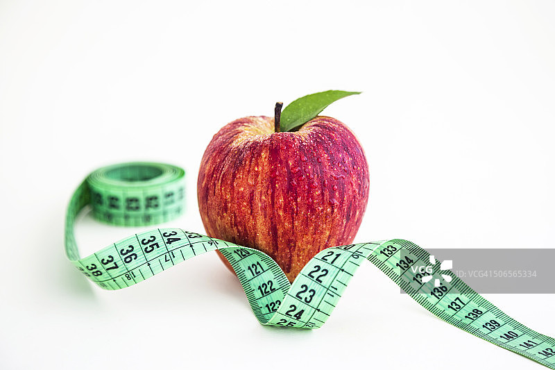 新鲜的红苹果，一厘米长图片素材