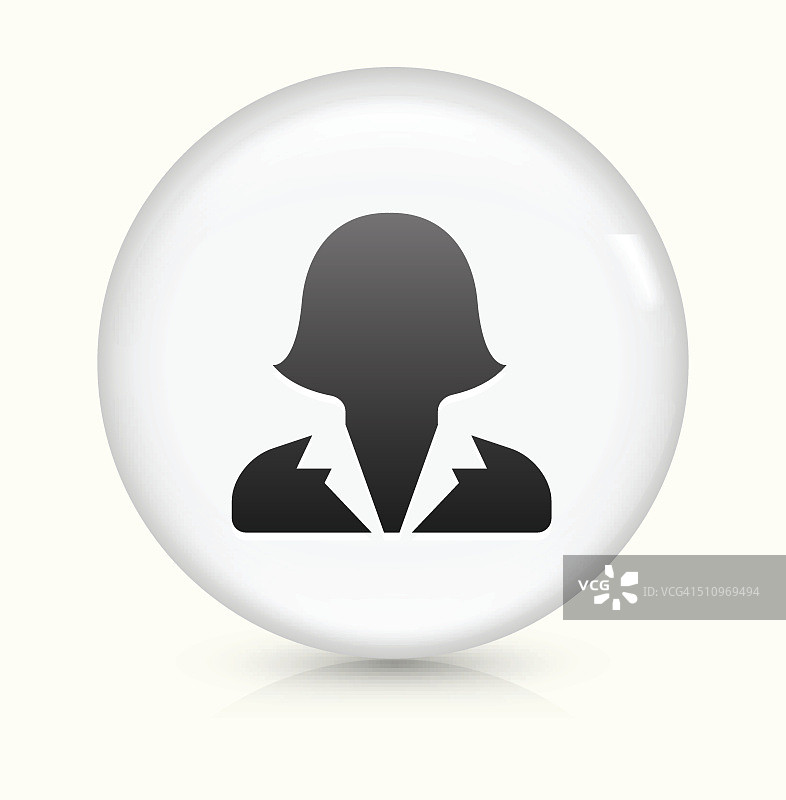 女性爆头图标上的白色圆形矢量按钮图片素材