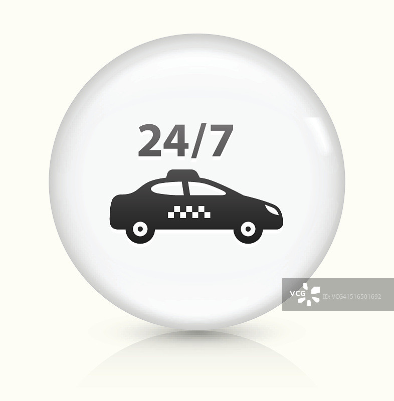 24/7出租车图标上白色圆形矢量按钮图片素材