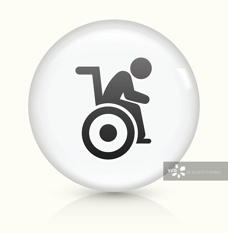 轮椅上的男人图标上的白色圆形矢量按钮图片素材