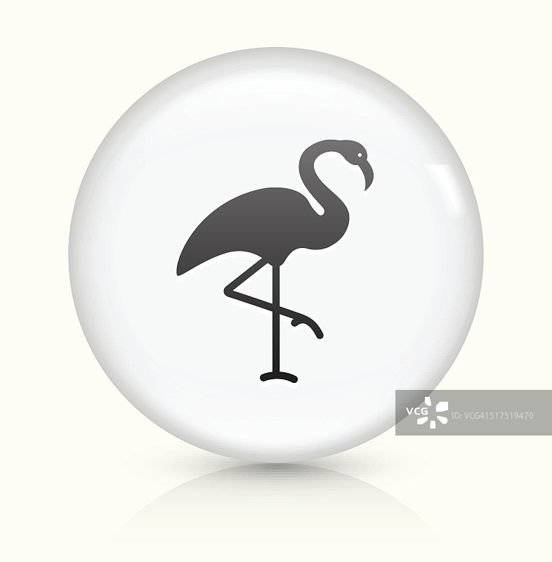 火烈鸟图标上的白色圆形矢量按钮图片素材
