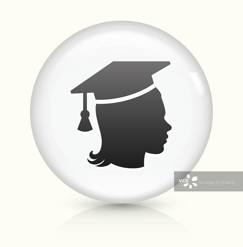 毕业女性图标上的白色圆形矢量按钮图片素材