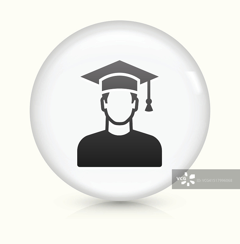 毕业男性脸图标上的白色圆形矢量按钮图片素材