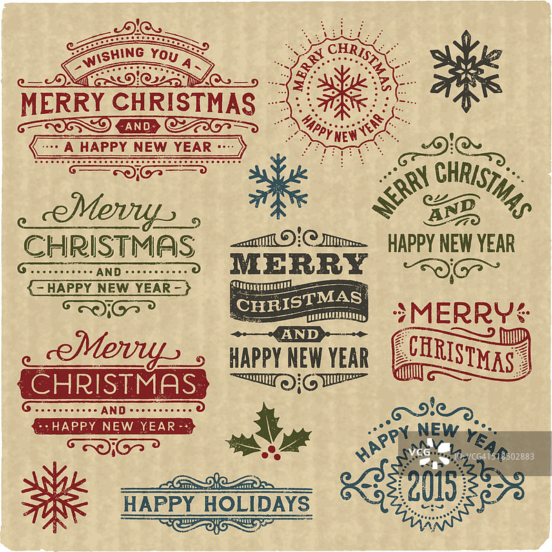 圣诞节和假日橡皮邮票图片素材
