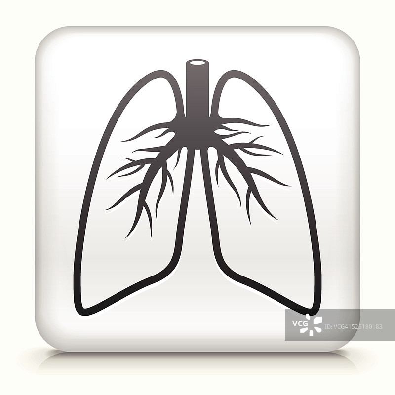 白色方形按钮与肺图标图片素材