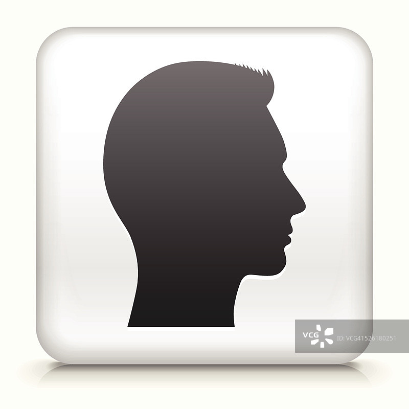 白色方形按钮与男性脸图标图片素材