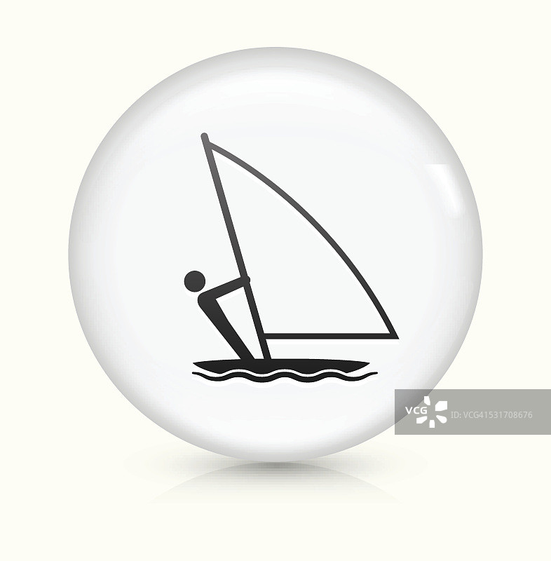帆船图标上的白色圆形矢量按钮图片素材
