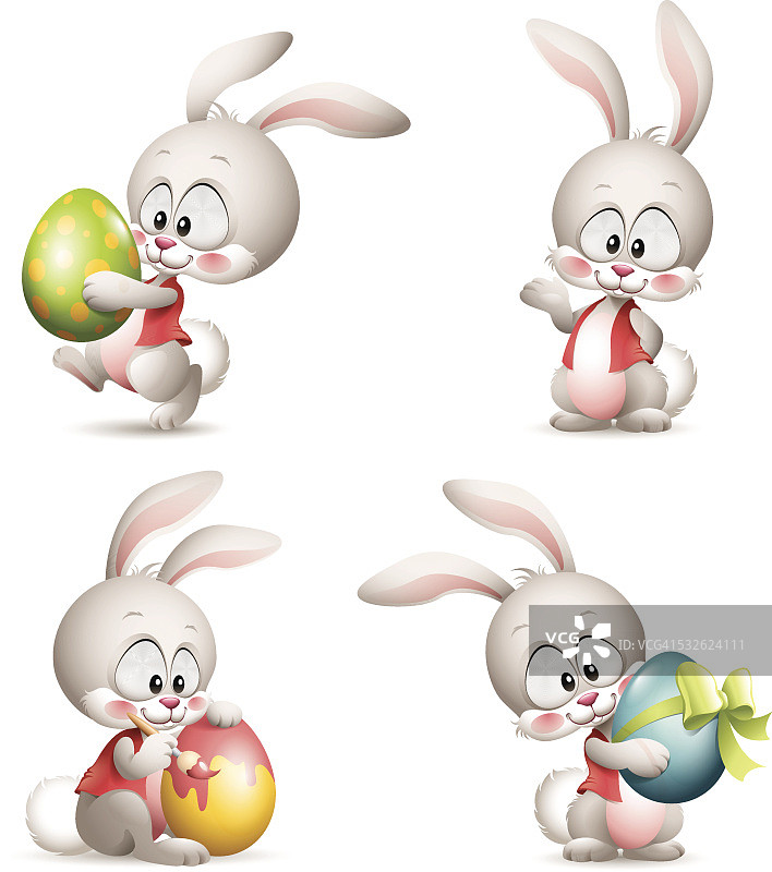 兔子-复活节彩蛋套装图片素材
