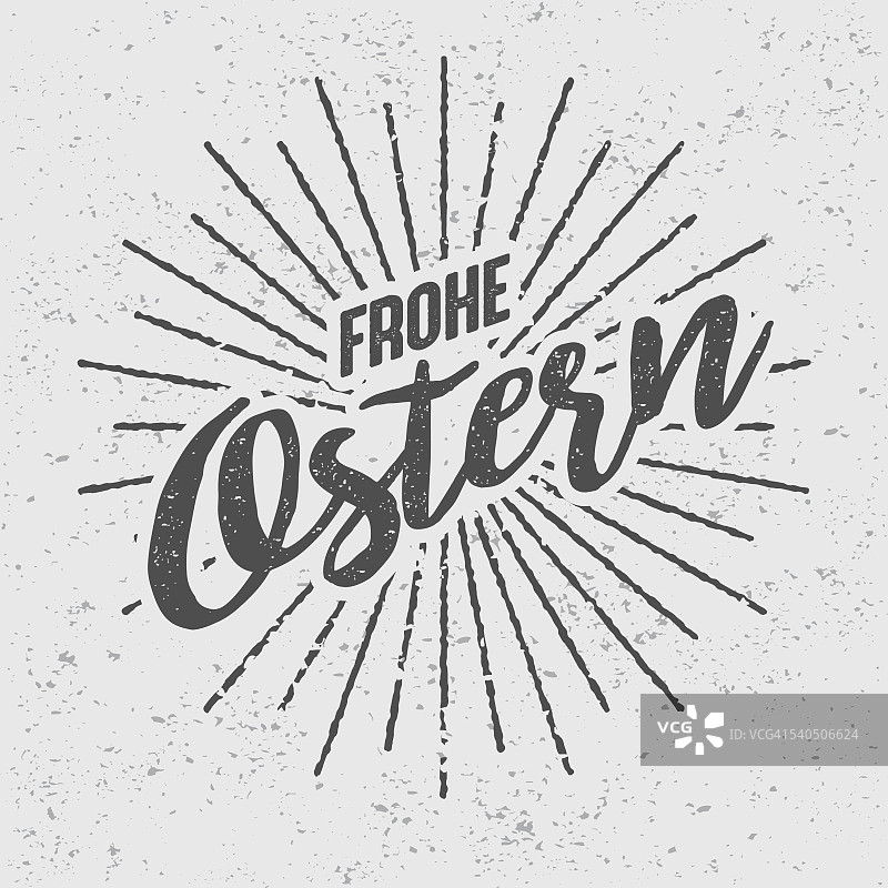 Frohe Ostern(德语“复活节快乐”)老式丝网印刷图片素材