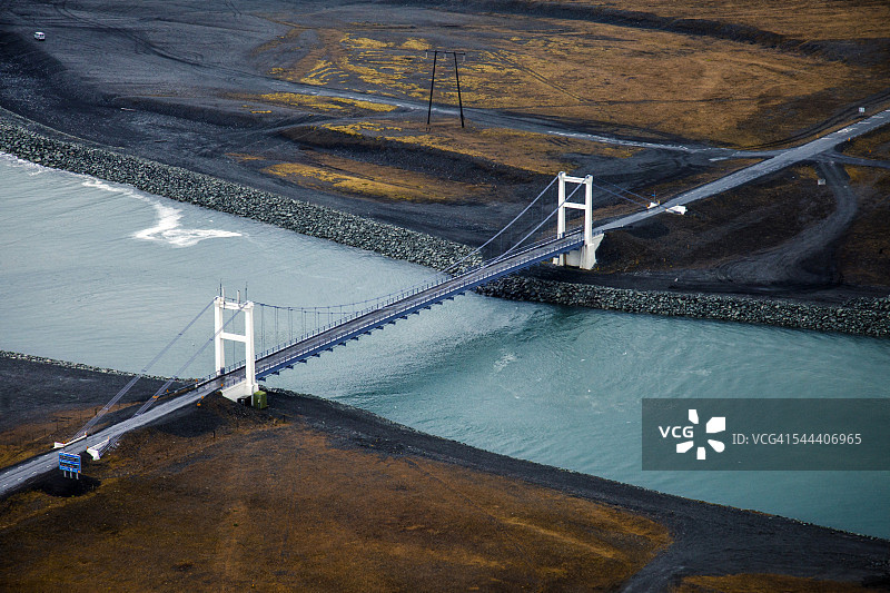 冰岛河上的吊桥图片素材