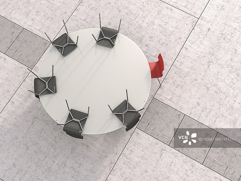 从上面看圆桌会议，3D渲染图片素材