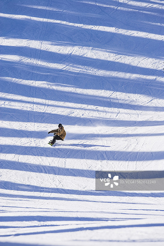 美国，蒙大拿，白鱼，男子在阴影中滑雪图片素材