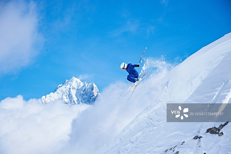 滑雪爱好者，夏蒙尼，法国图片素材