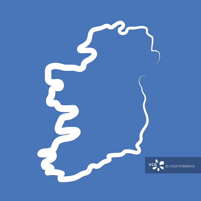 爱尔兰轮廓地图由单线绘制而成图片素材