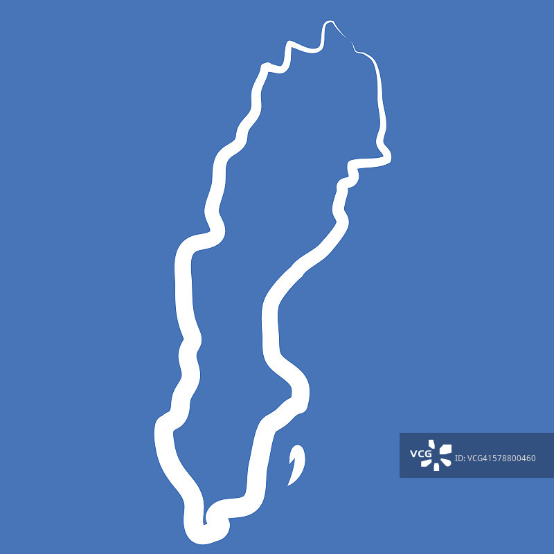 瑞典的轮廓地图由单线绘制而成图片素材