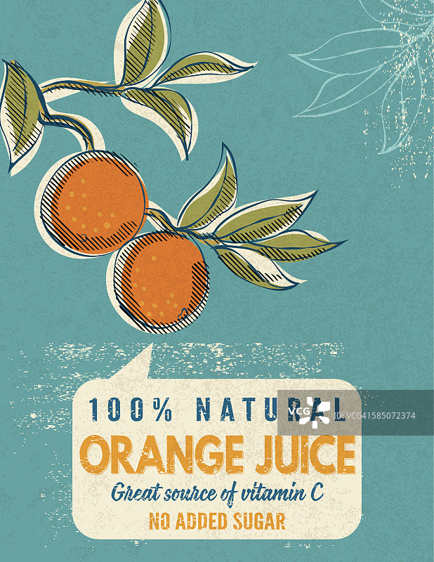 复古风格广告橙汁海报图片素材