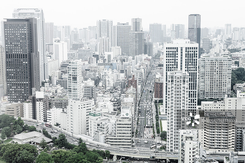 日本，东京，城市景观与高速公路大桥图片素材