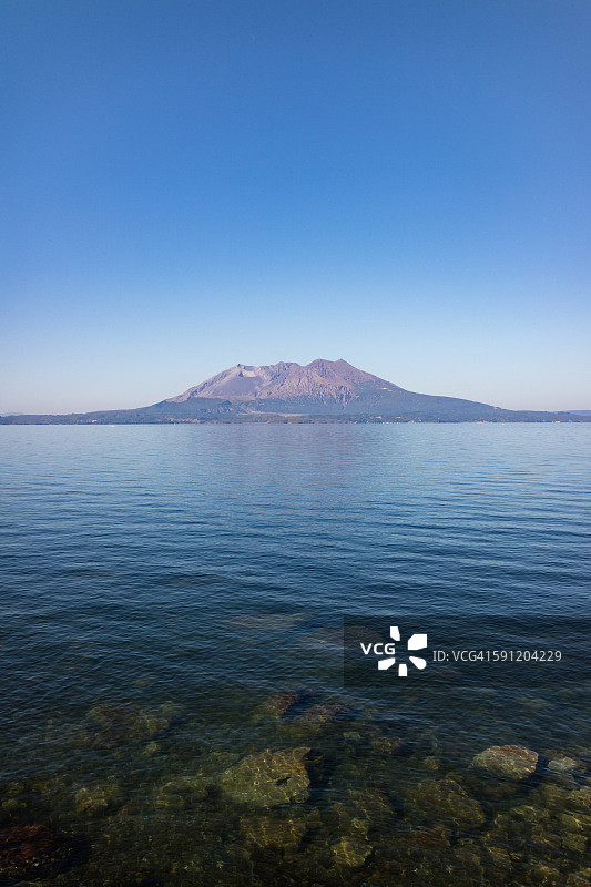 日本樱岛山和鹿儿岛湾图片素材
