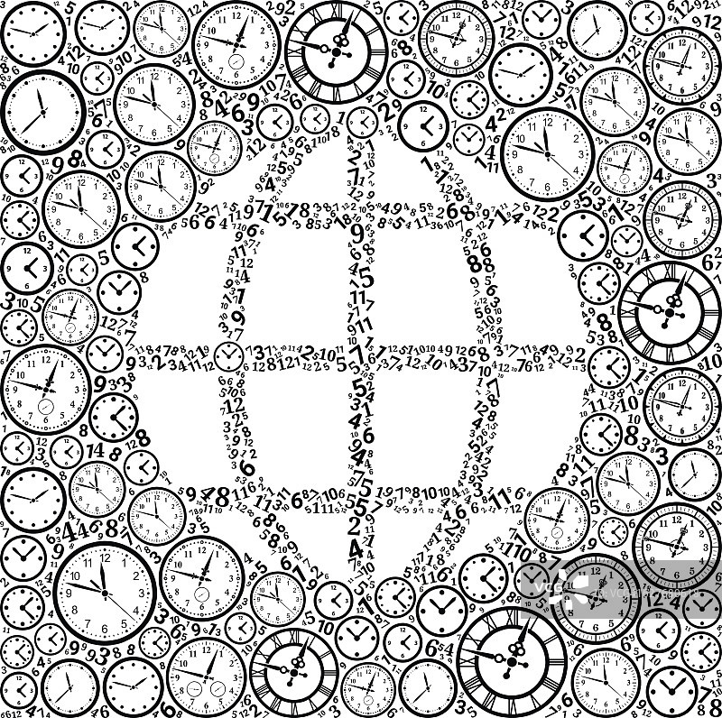 地球仪上的时间和时钟矢量图标模式图片素材