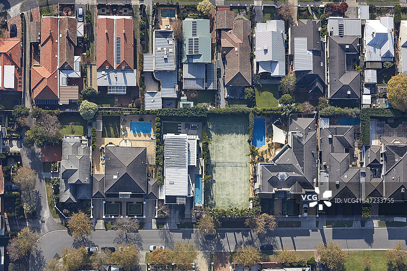鸟瞰图墨尔本郊区街道图片素材