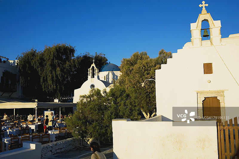 一座教堂的正面，米科诺斯，基克拉迪斯群岛，希腊图片素材