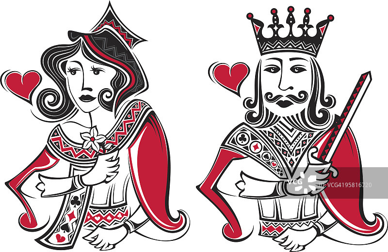 扑克牌国王和王后图片素材
