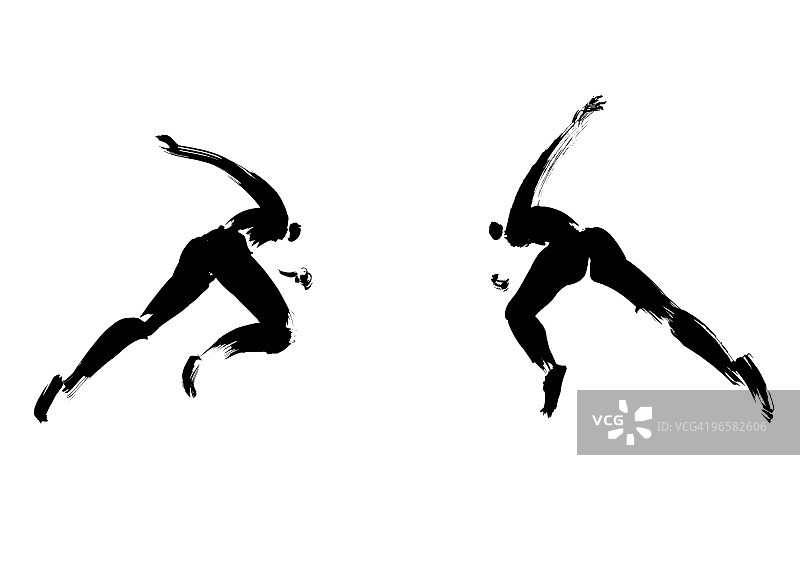 运动员准备比赛的插图，白色的背景图片素材