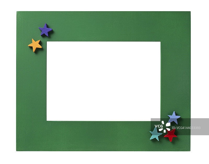 绿色相框与星星形状图片素材