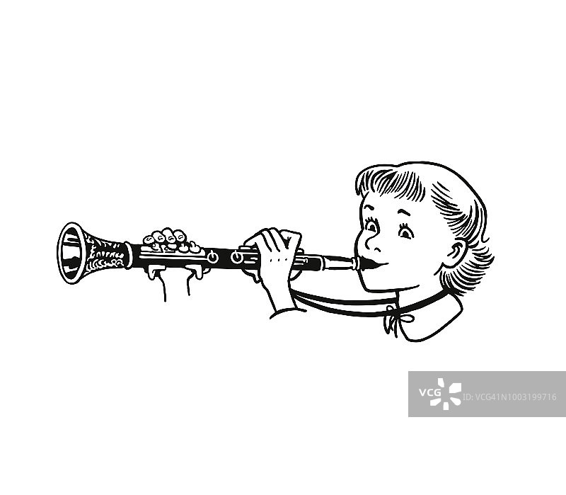 女孩演奏单簧管图片素材