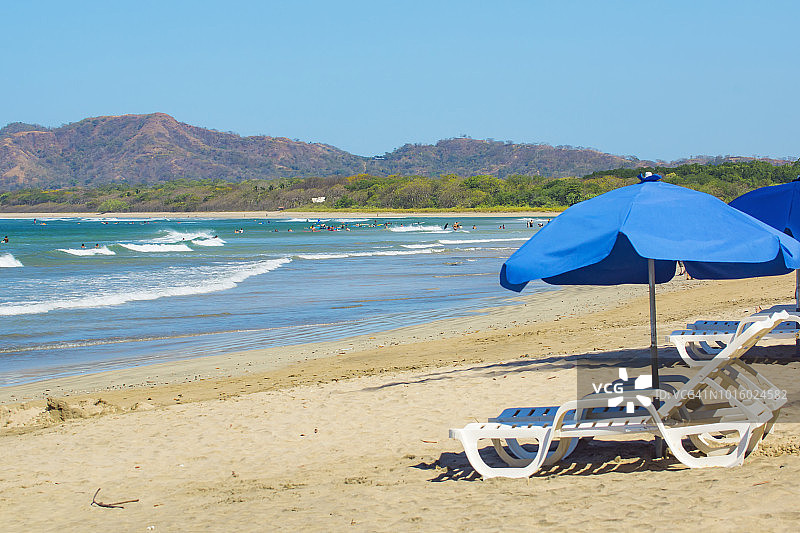 美丽的海滩风景在帕亚塔马林多，瓜纳卡斯特-哥斯达黎加图片素材