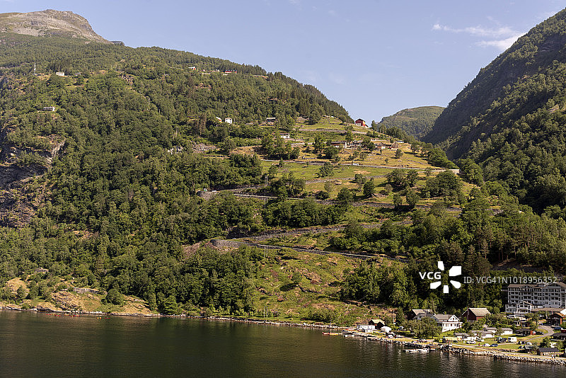 Geiranger峡湾挪威风景优美图片素材