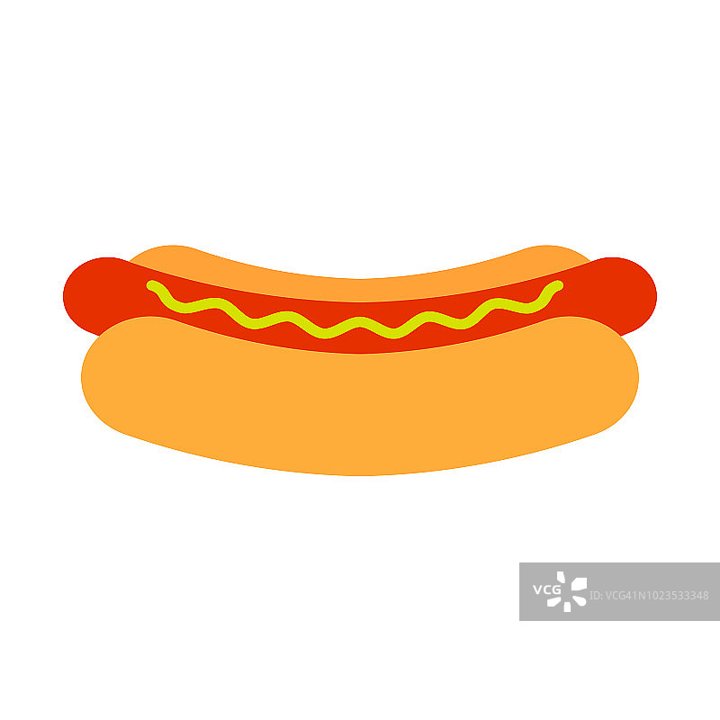 热狗快餐平面图标设计。适合菜单设计。矢量插图上的白色背景图片素材