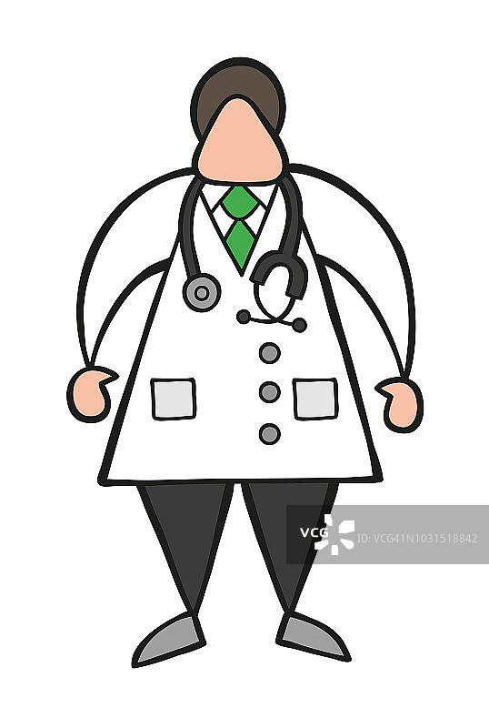 矢量卡通医生男子站在听诊器图片素材