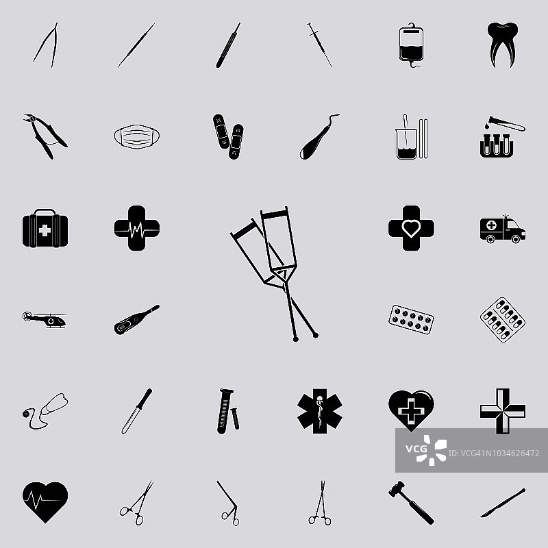 医疗拐杖图标。适用于网络和移动的医学图标图片素材