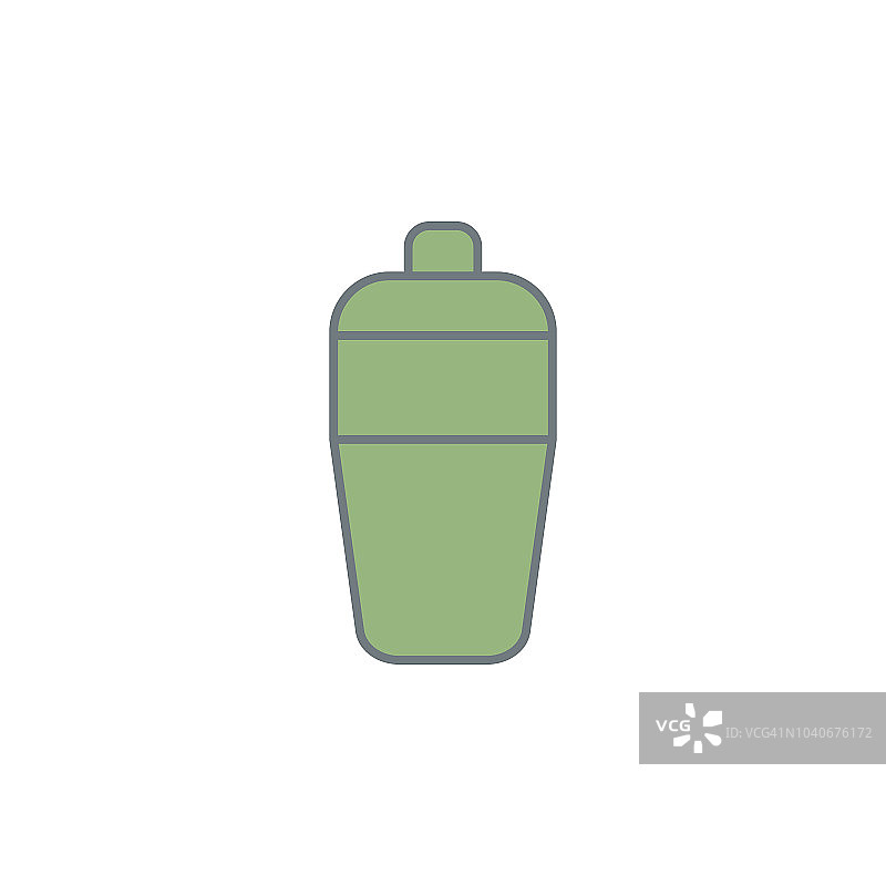 带有咖啡色图标的热水瓶。移动概念和web应用的彩色咖啡图标元素。彩色热水瓶与咖啡图标可以用于网络和移动图片素材