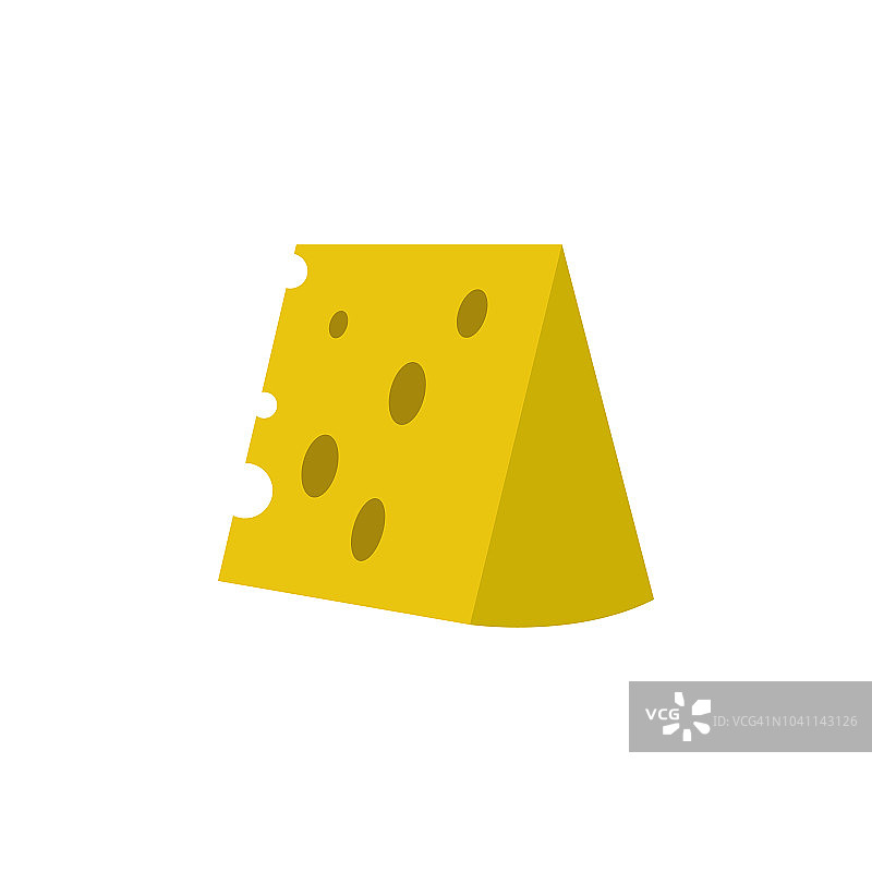 一块奶酪彩色的插图。移动概念和web应用的彩色食物图标元素。详细的一块奶酪图标可以用于网页和手机图片素材