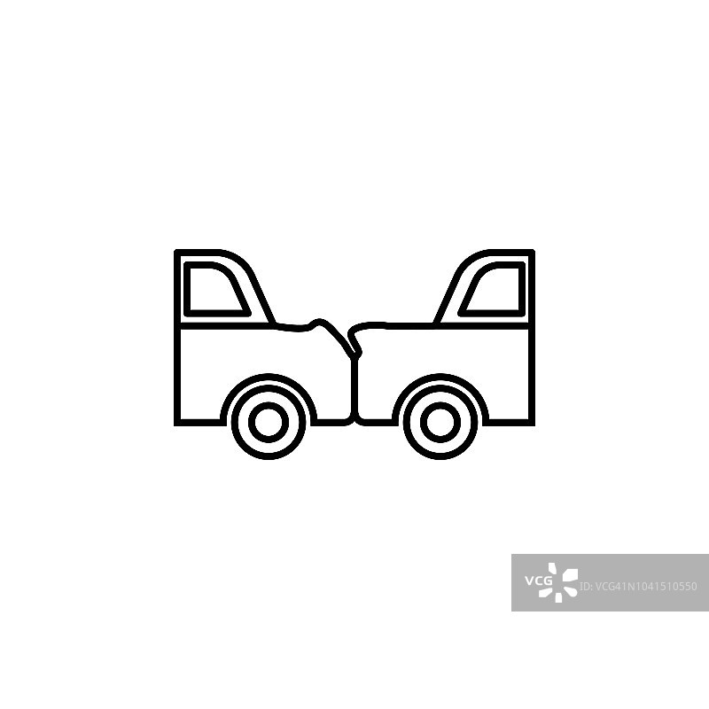 车祸线图标。移动概念和web应用的保险标志元素。细线车祸图标可以用于网络和手机。溢价图标图片素材