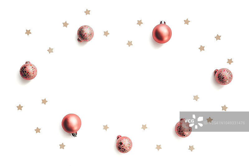 圣诞节背景与粉红色的小玩意和星星图片素材