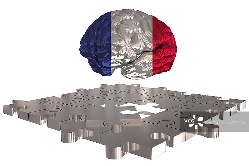 法国旗脑概念为银一个失踪的谜题图片素材