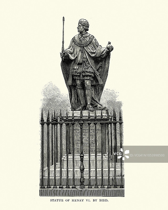 伊顿公学的亨利六世雕像图片素材