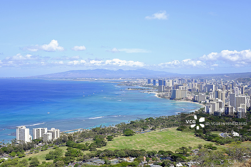 美国，夏威夷，檀香山城市景观从钻石头看到图片素材