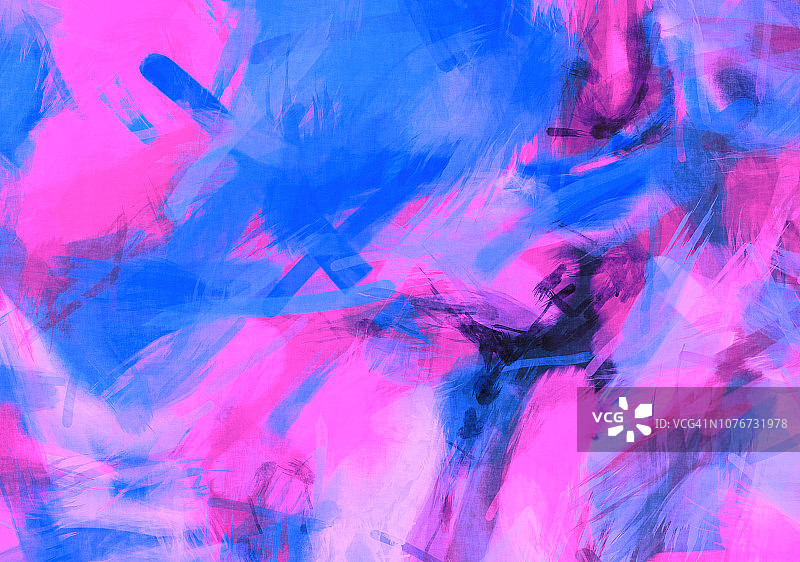 蓝粉抽象派水彩插画图片素材